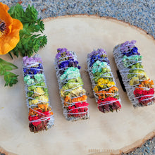 Load image into Gallery viewer, Rainbow Chakra White Sage Smudge Stick