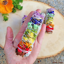Load image into Gallery viewer, Rainbow Chakra White Sage Smudge Stick