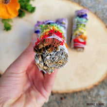 Load image into Gallery viewer, Rainbow Chakra White Sage Smudge Stick