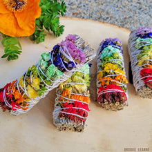 Load image into Gallery viewer, Rainbow Chakra White Sage Smudge Stick