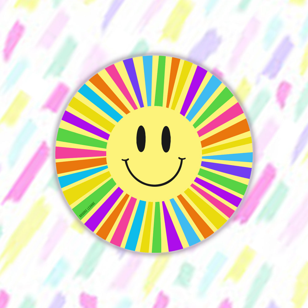 Happy Face Rainbow Sun Sticker