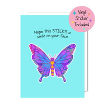 Load image into Gallery viewer, Butterfly Greeting Card with Vinyl Sticker