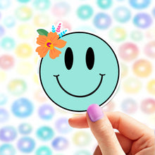 Load image into Gallery viewer, Smiley Happy Face Sticker Blue
