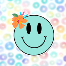 Load image into Gallery viewer, Smiley Happy Face Sticker Blue
