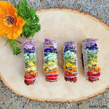 Load image into Gallery viewer, Rainbow Chakra White Sage Smudge Stick
