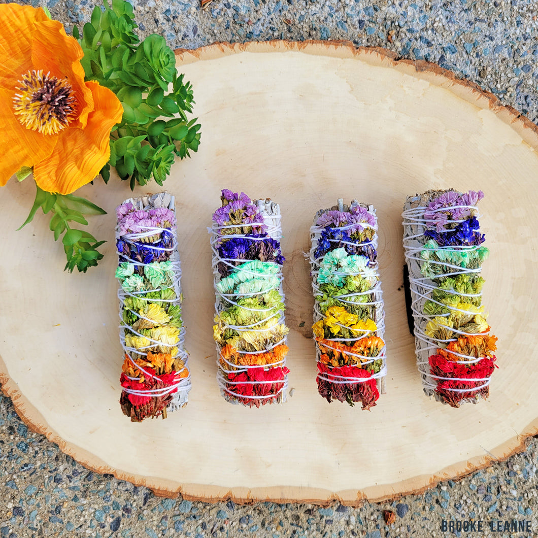 Rainbow Chakra White Sage Smudge Stick