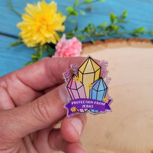 Load image into Gallery viewer, Crystal Protection from Jerks Acrylic Pin
