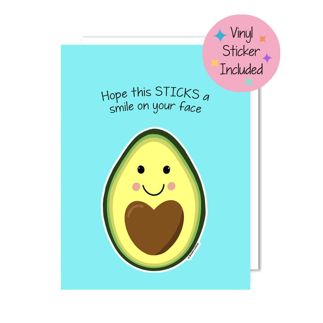 Avocado Greeting Card with Vinyl Sticker