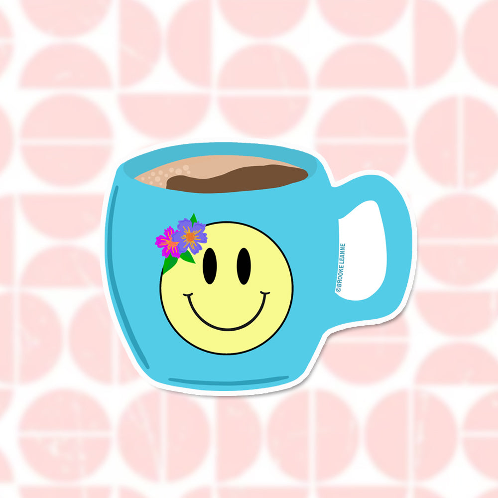 Coffee Smiley Face Sticker