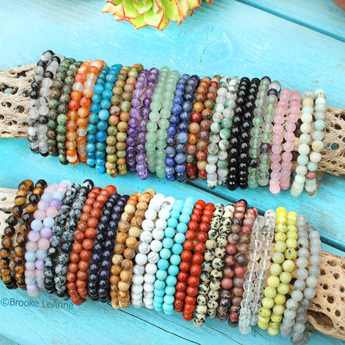 Crystal Bracelet | 6mm Genuine Stacking Gemstone Bracelets
