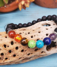 Load image into Gallery viewer, Crystal Bracelet | 8mm Chakra Gemstone Lava Bead Bracelet
