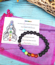 Load image into Gallery viewer, Crystal Bracelet | 8mm Chakra Gemstone Lava Bead Bracelet
