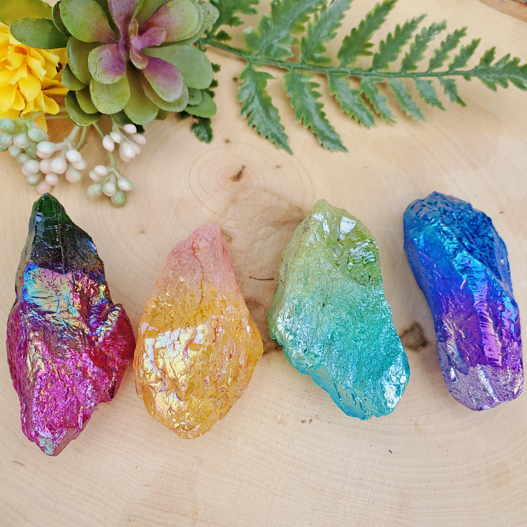 Raw Aura Clear Quartz Points | Rainbow Aura Quartz
