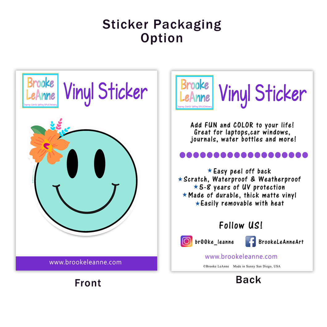Smiley Happy Face Sticker Blue