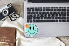 Load image into Gallery viewer, Smiley Happy Face Sticker Blue
